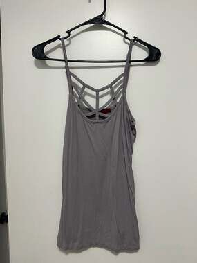 Redline Women's Gray Criss-Cross Front Lattice Strappy Camisole Tank Top